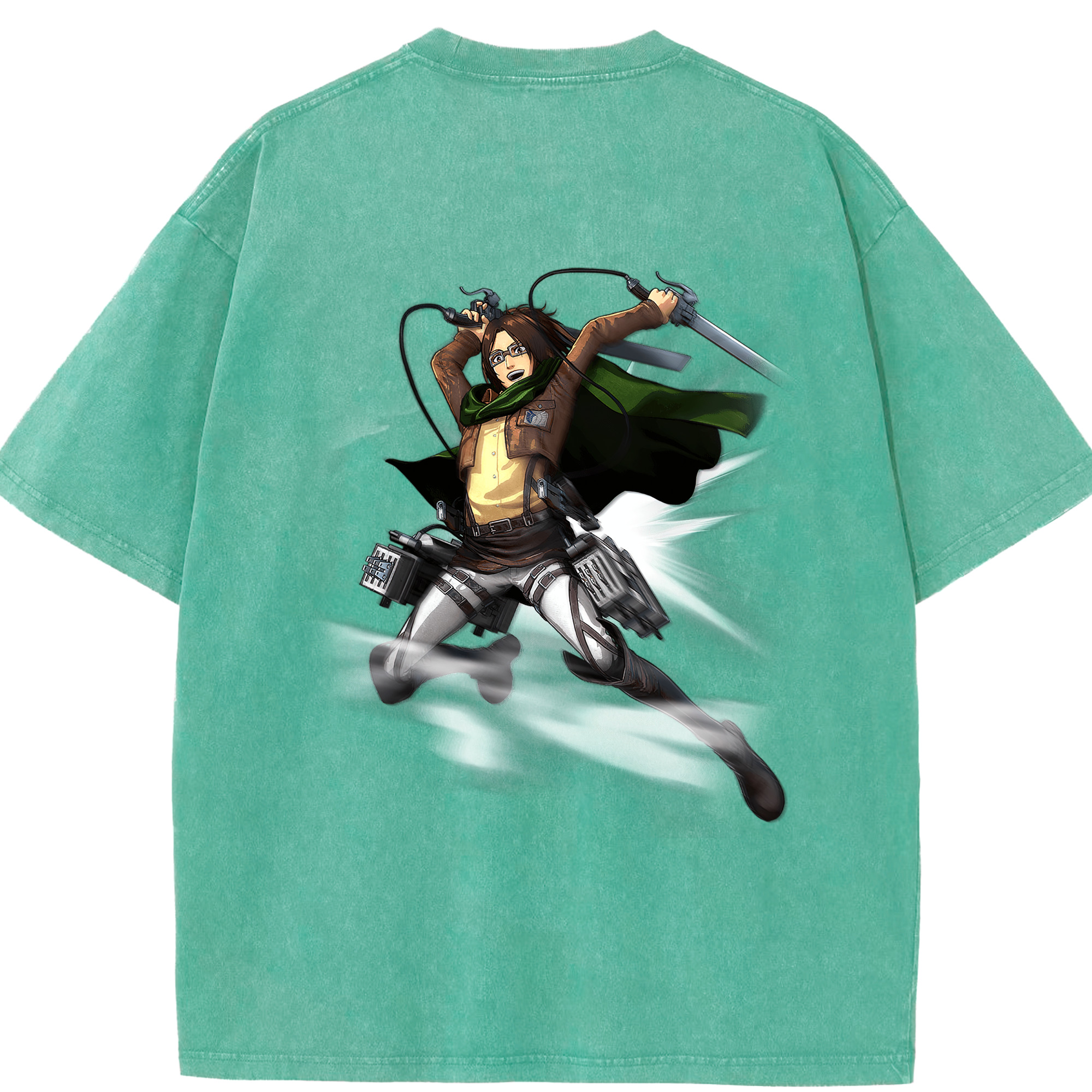 （画像用） 進撃の巨人 ハンジ·ゾエ Attack on Titan Hanji Zoe 綿100% ヴィンテージ風 半袖Tシャツ（背面プリント）